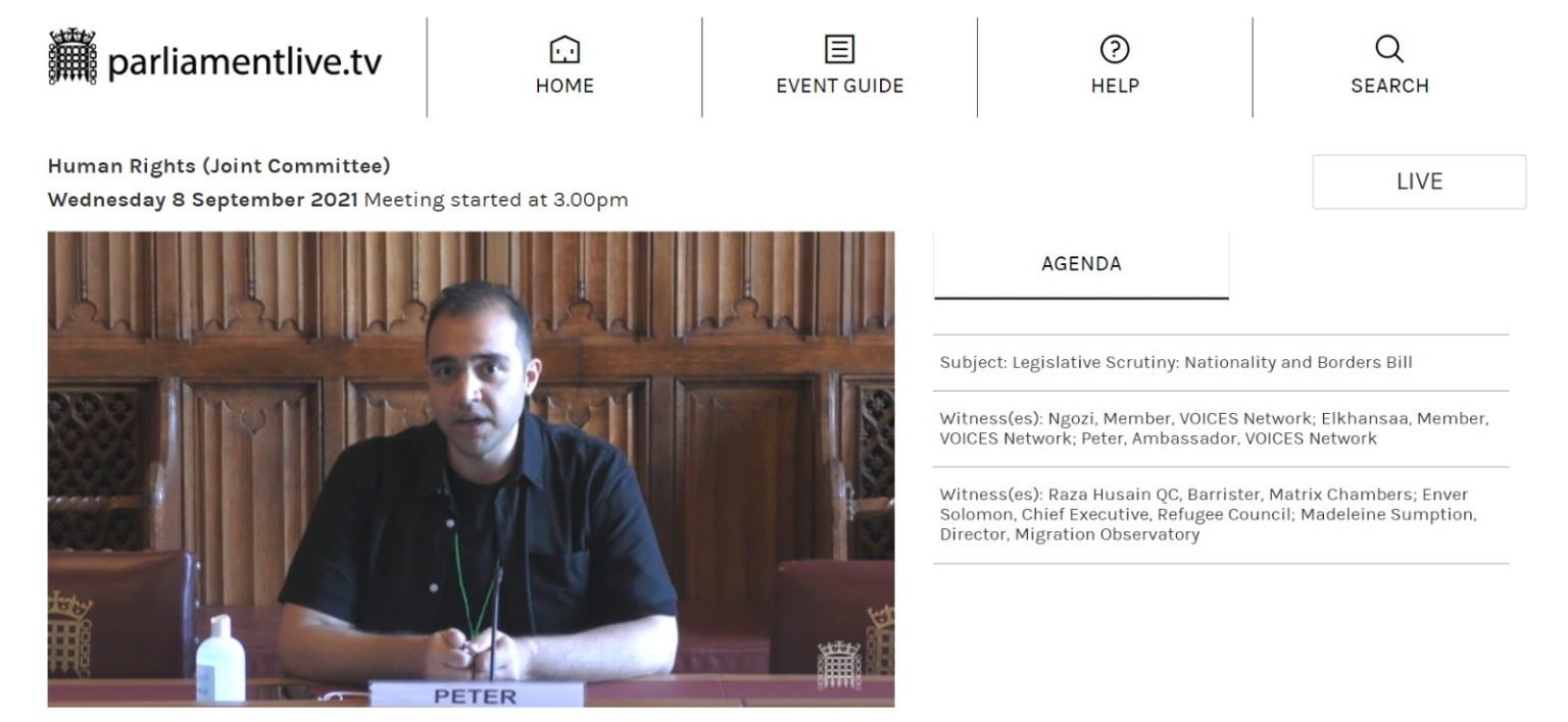 Peter Far giving evidence to the UK Parliament (2021)
