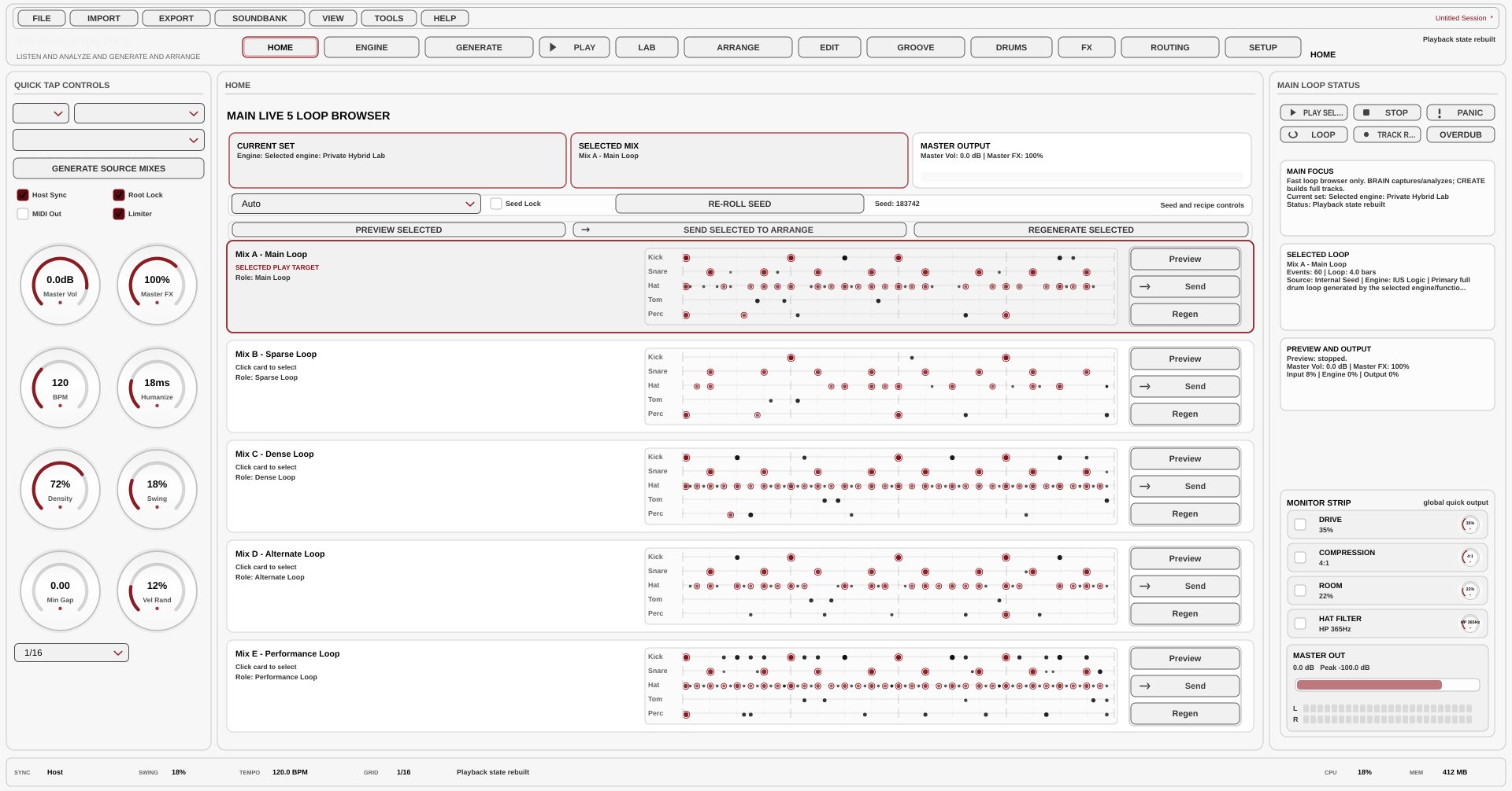DX-1 generate source mixes interface