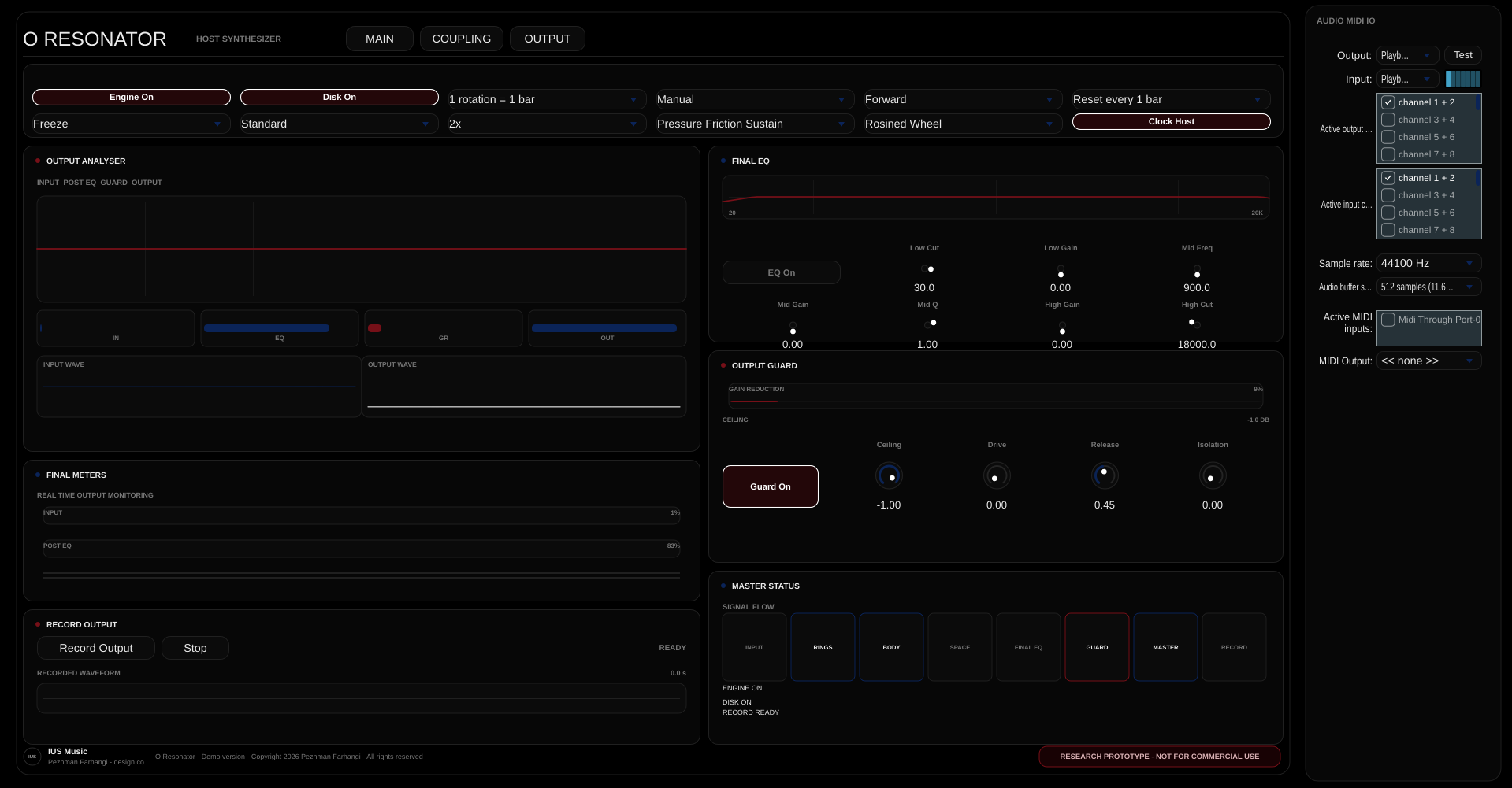 O Resonator Interface REC & EQ